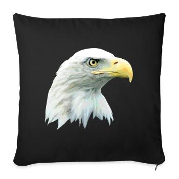 Adlerkopf, Weißkopfseeadler, Adler, Greifvogel aus - Sofakissenbezug 45 x 45 cm - Schwarz - Vorne