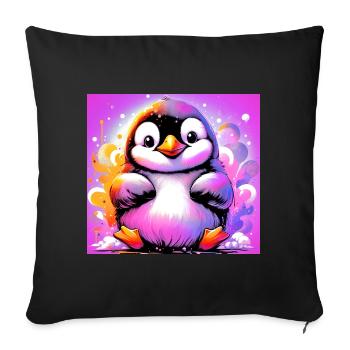 pingouin - Housse de coussin décorative 45 x 45 cm - noir - Devant