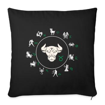 Zodiac sign Taurus - Sofa pillowcase 17,3'' x 17,3'' (45 x 45 cm) - black - Front