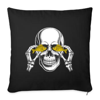 Skull with yellow fish eyes - Sofa pillowcase 17,3'' x 17,3'' (45 x 45 cm) - black - Front