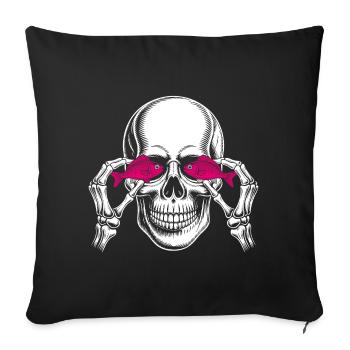 Skull with Pink Fish - Sofa pillowcase 17,3'' x 17,3'' (45 x 45 cm) - black - Front