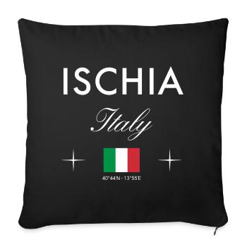 Ischia Italy Coordinates Travel Souvenir - Sofa pillowcase 17,3'' x 17,3'' (45 x 45 cm) - black - Front