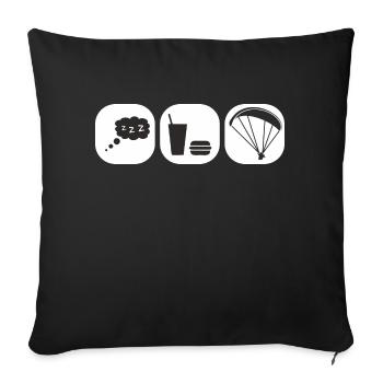 eatsleepparagliding weiß - Sofakissenbezug 45 x 45 cm - Schwarz - Vorne