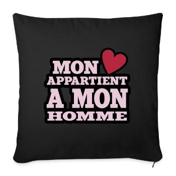 mon coeur appartient à mon homme - Housse de coussin décorative 45 x 45 cm - noir - Devant