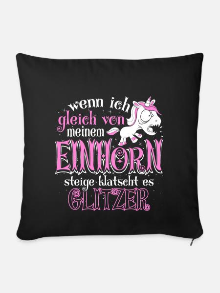 Einhorn Glitzer - Sofakissenbezug 45 x 45 cm - Schwarz