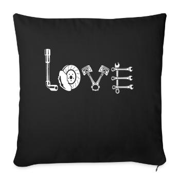 Car race car workshop love - Sofa pillowcase 17,3'' x 17,3'' (45 x 45 cm) - black - Front