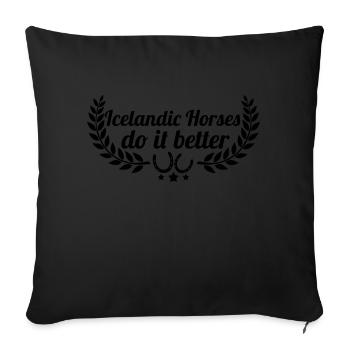 Icelandic horses - Icelandic - Sofa pillowcase 17,3'' x 17,3'' (45 x 45 cm) - black - Front