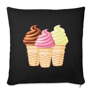 Softeis Vanille Schokolade Erdbeere - Sofakissenbezug 45 x 45 cm - Schwarz - Vorne