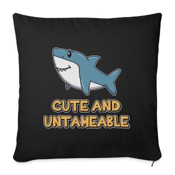 Taux de requin ➢ mignon et Shark Indomptable - Housse de coussin décorative 45 x 45 cm - noir - Devant