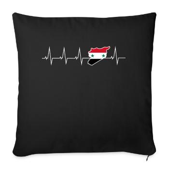 J’aime la Syrie - battement de coeur - Housse de coussin décorative 45 x 45 cm - noir - Devant
