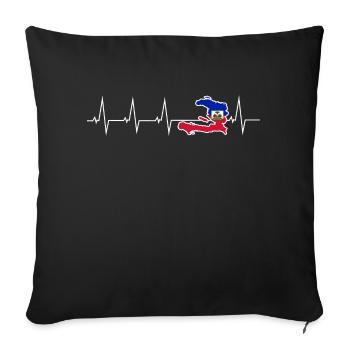 J’aime Haïti - battement de coeur - Housse de coussin décorative 45 x 45 cm - noir - Devant