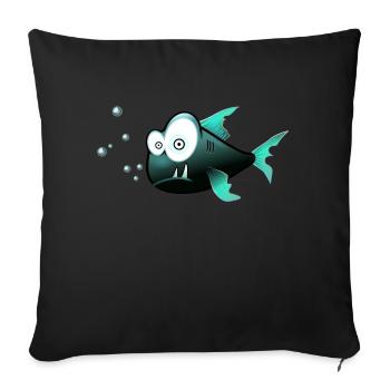 Lustiger Fisch - Sofakissenbezug 45 x 45 cm - Schwarz - Vorne