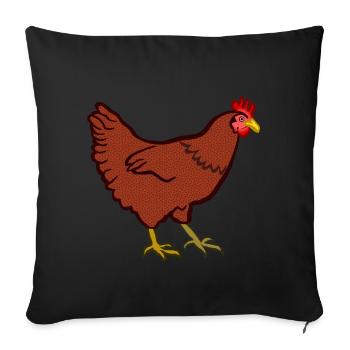 Ein Huhn - Sofakissenbezug 45 x 45 cm - Schwarz - Vorne