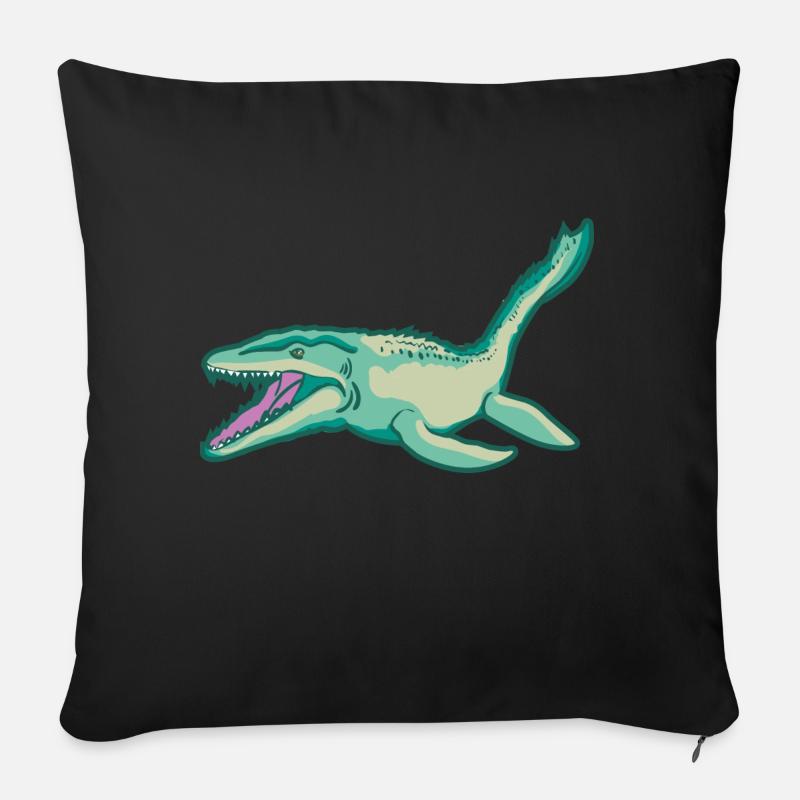 Plesiosaurus dinosaure Dino primitive idée de cadeau - Housse de coussin décorative 45 x 45 cm - noir