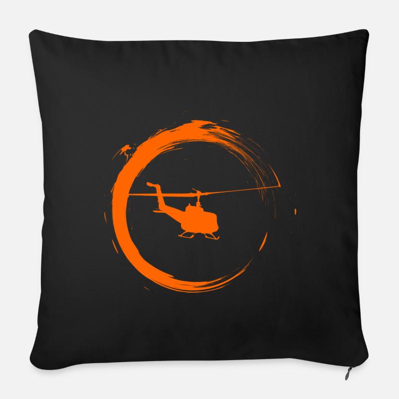 Hubschrauber - Sofakissenbezug 45 x 45 cm - Schwarz