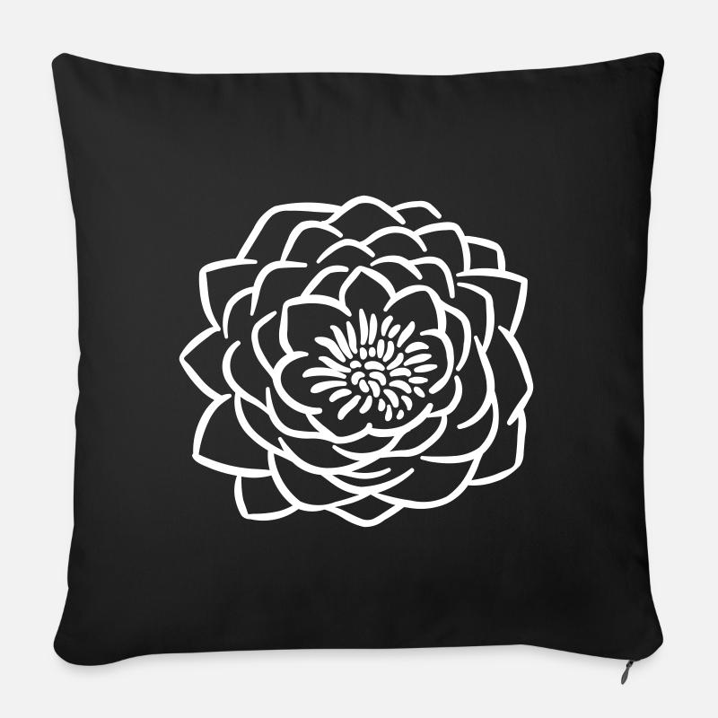 Lotusblume 4 - Sofakissenbezug 45 x 45 cm - Schwarz