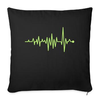 Curve Heartbeat Rhythm Oscillograph Pulse ECG - Sofa pillowcase 17,3'' x 17,3'' (45 x 45 cm) - black - Front