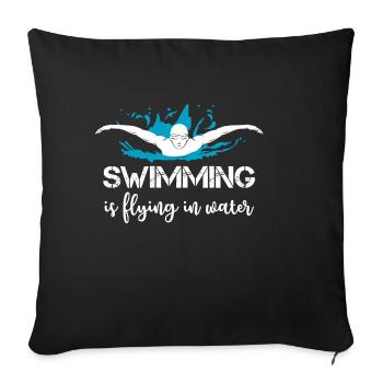 Natation - Housse de coussin décorative 45 x 45 cm - noir - Devant