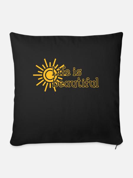 Life is beautiful - Sofakissenbezug 45 x 45 cm - Schwarz