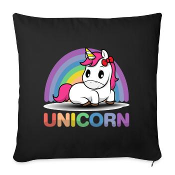 Unicorn Einhorn Regenbogen - Sofakissenbezug 45 x 45 cm - Schwarz - Vorne
