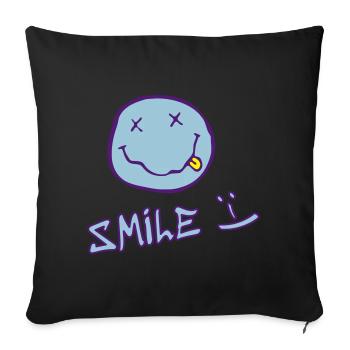 Visage souriant - Housse de coussin décorative 45 x 45 cm - noir - Devant