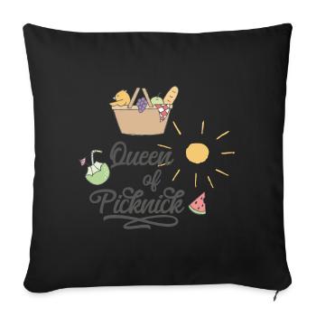 Pique-nique - Housse de coussin décorative 45 x 45 cm - noir - Devant