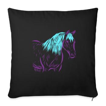 Horse - Sofa pillowcase 17,3'' x 17,3'' (45 x 45 cm) - black - Front