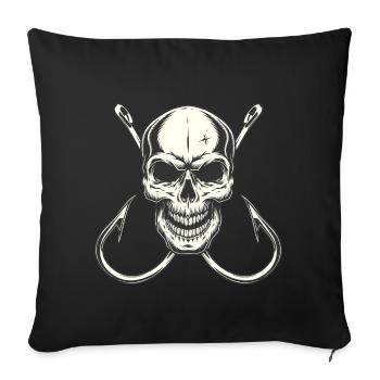 Crâne avec hameçons pour équipage de pêcheurs - Housse de coussin décorative 45 x 45 cm - noir - Devant