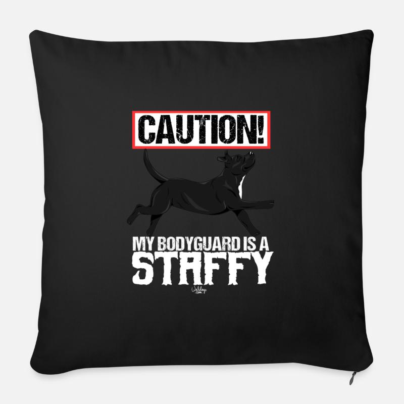 staffyguard4 - Housse de coussin décorative 45 x 45 cm - noir