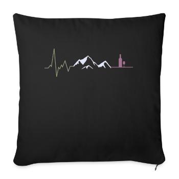 heartbeat mountains and wine - Sofa pillowcase 17,3'' x 17,3'' (45 x 45 cm) - black - Front