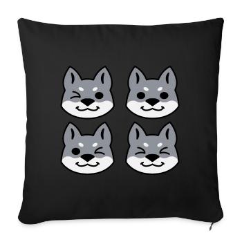 Vier grau maskierte Siberian Huskies - Sofakissenbezug 45 x 45 cm - Schwarz - Vorne