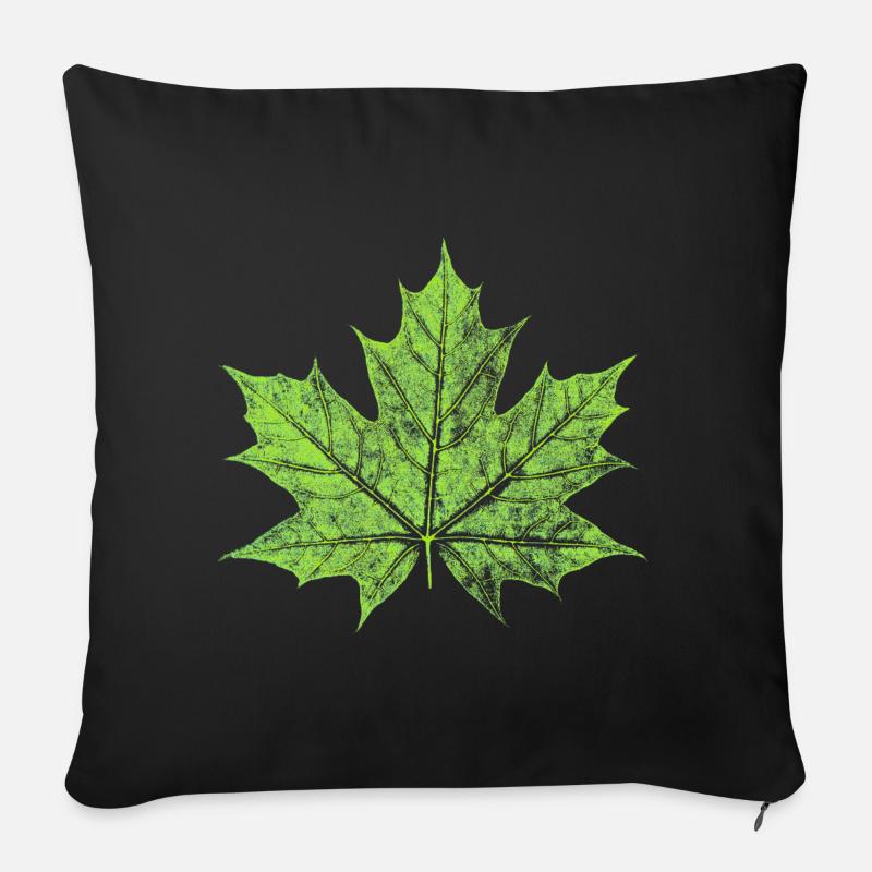Ahornblatt - GRÜN - Natur / Wald Design - Sofakissenbezug 45 x 45 cm - Schwarz