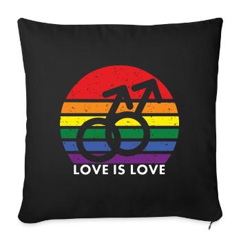 Homme Love is Love Vintage Retro - Housse de coussin décorative 45 x 45 cm - noir - Devant