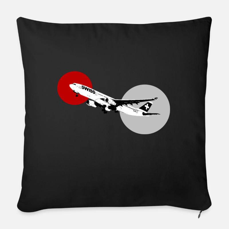 Schweizer A330 Kreise - Sofakissenbezug 45 x 45 cm - Schwarz