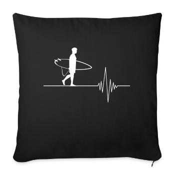Surfer mit Pulsschlag Herzschlag - Sofakissenbezug 45 x 45 cm - Schwarz - Vorne