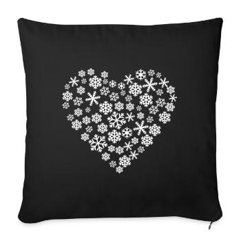Snowflake heart - I love snow - Sofa pillowcase 17,3'' x 17,3'' (45 x 45 cm) - black - Front