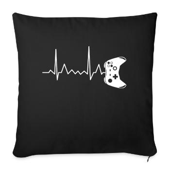 Gamer Gamepad Controller Heartbeat ECG Pulse - Sofa pillowcase 17,3'' x 17,3'' (45 x 45 cm) - black - Front