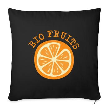 Graphique de logo de symbole orange orange de fruits biologiques - Housse de coussin décorative 45 x 45 cm - noir - Devant