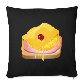 Pineapple,cheese,ham and toast bread -Toast Hawaii - Sofa pillowcase 17,3'' x 17,3'' (45 x 45 cm) - black - Front