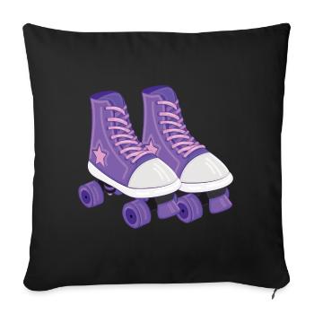 Rollschuh - Sofakissenbezug 45 x 45 cm - Schwarz - Vorne