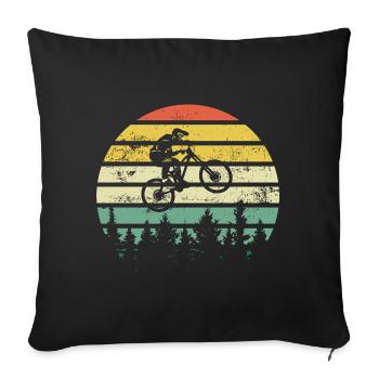VTT - Downhill Retrocolor - Cadeau - Housse de coussin décorative 45 x 45 cm - noir - Devant