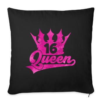 REINE 16ÈME ANNIVERSAIRE SWEET 16 FILLES - Housse de coussin décorative 45 x 45 cm - noir - Devant