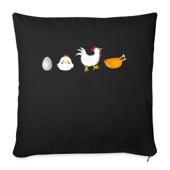 evolution egg chicken rooster hen original - Sofa pillowcase 17,3'' x 17,3'' (45 x 45 cm) - black - Front