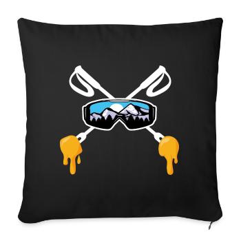 Ski and Savoyard fondue Mountain Skier gift - Sofa pillowcase 17,3'' x 17,3'' (45 x 45 cm) - black - Front