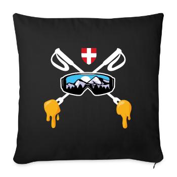 Savoie Ski and Savoyard fondue Gift Haute Savoie - Sofa pillowcase 17,3'' x 17,3'' (45 x 45 cm) - black - Front