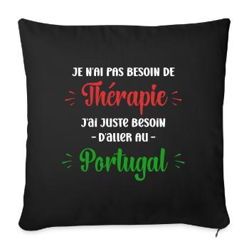 Pas besoin de thérapie portugal - Housse de coussin décorative 45 x 45 cm - noir - Devant