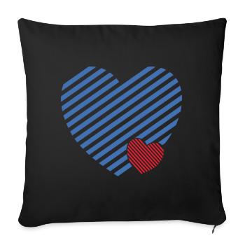 Doppel Herz - Design textile Geschenkidee - Sofakissenbezug 45 x 45 cm - Schwarz - Vorne