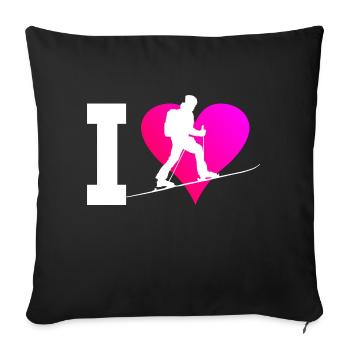 Men's Ski Touring Ski Ski Tour Ski Mountaineering - Sofa pillowcase 17,3'' x 17,3'' (45 x 45 cm) - black - Front