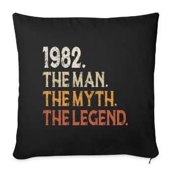 1982 Vintage Man Myth Legend - Sofa pillowcase 17,3'' x 17,3'' (45 x 45 cm) - black - Front