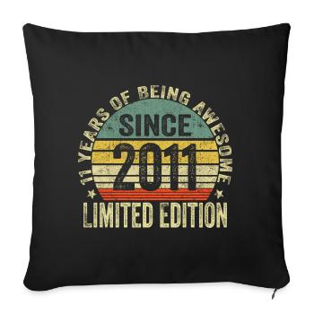 Édition Limitée 2011 Cadeau pour le 11ème anniversaire - Housse de coussin décorative 45 x 45 cm - noir - Devant